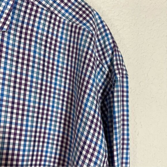 Turtleson Blue Purple Gingham Long Sleeves Button Down Shirt Mens Medium - Picture 3 of 7